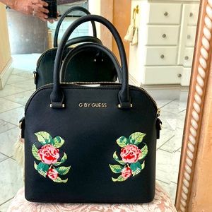 G by Guess purse black with floral stitching